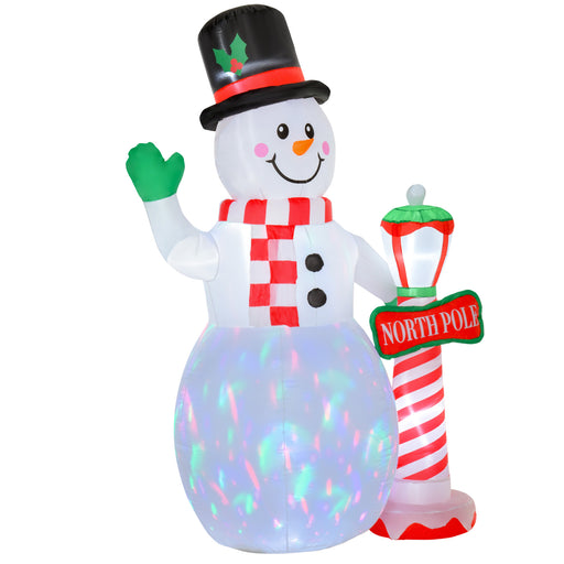 2.4m Tall Christmas Inflatable Snowman with Street Lamp, Lighted for Home Indoor Outdoor Garden Lawn Decoration Party Prop