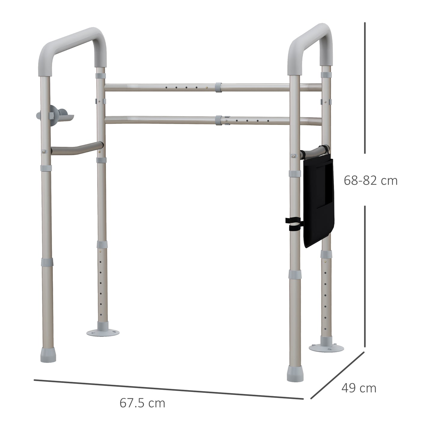 Free Standing Toilet Rail Frame, Height and Width Adjustable