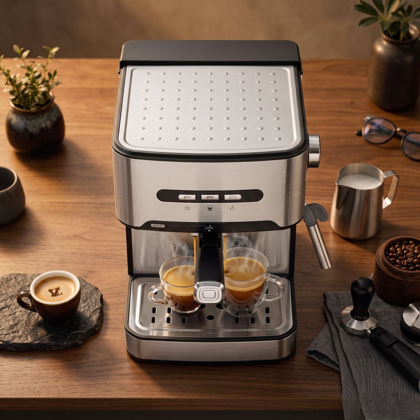 Espresso Machine, 20-Bar, Semi Automatic, Black