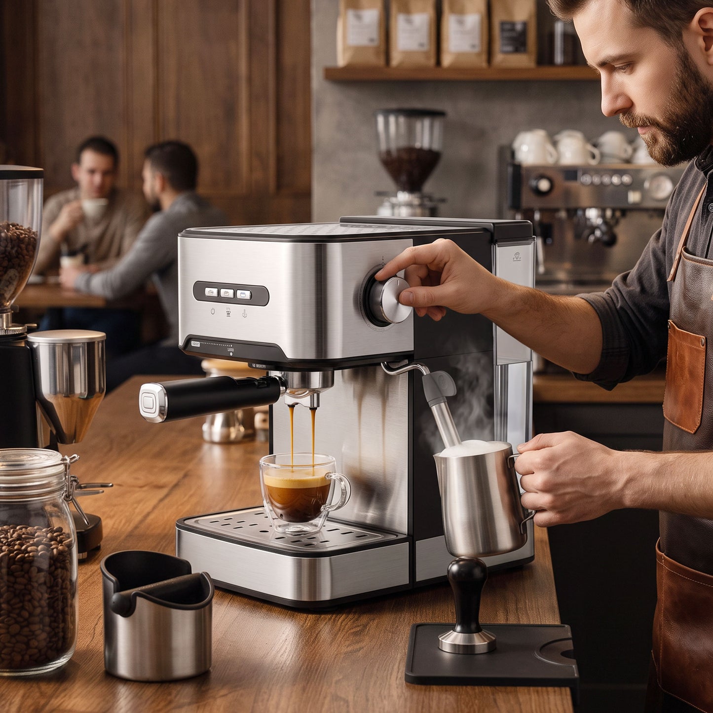 Espresso Machine, 20-Bar, Semi Automatic, Black