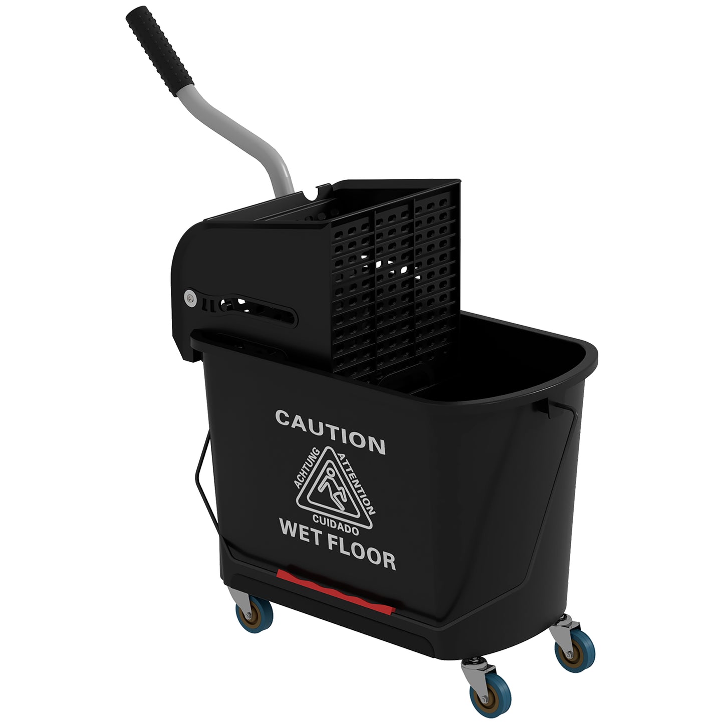 20L Mop Bucket with Wringer Handle on Wheels for Floor Cleaning Black