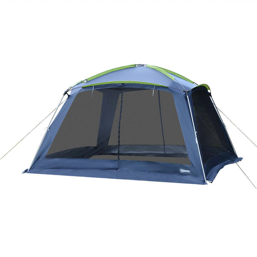 5-8 Person Camping Tent, Portable Dome Tent, Outdoor Screen House Sun Shelter, 360x355x215cm - Blue/Green