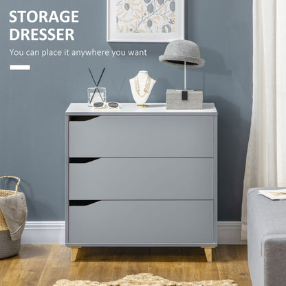 Chest of Drawers, 3 Drawer Unit Storage Organiser for Bedroom, Grey