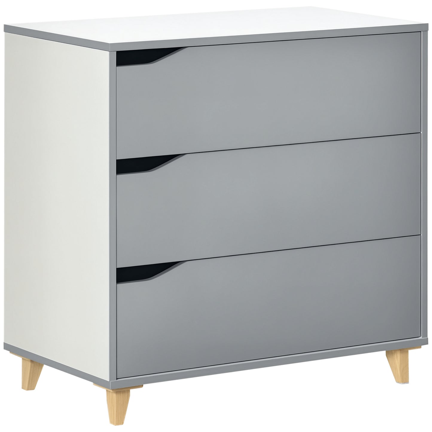 Chest of Drawers, 3 Drawer Unit Storage Organiser for Bedroom, Grey
