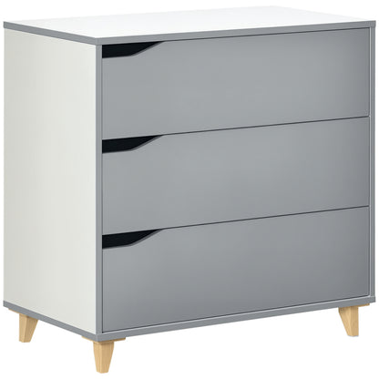 Chest of Drawers, 3 Drawer Unit Storage Organiser for Bedroom, Grey