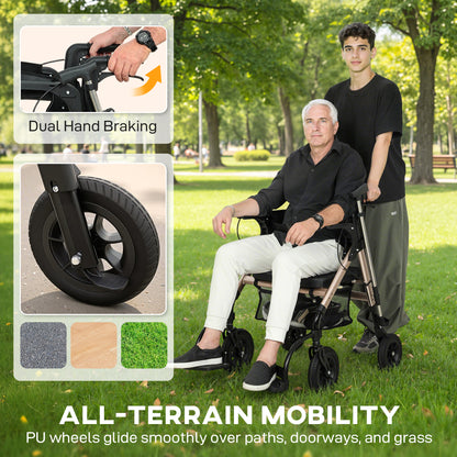 2-in-1 Mobility Walker with Seat, Foldable Rollator with Footrests