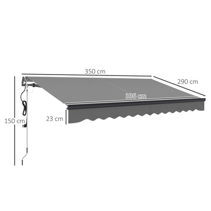 3.5 x 3(m) Electric Retractable Awning, Aluminium Frame, Dark Grey