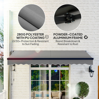 3.5 x 3(m) Electric Retractable Awning, Aluminium Frame, Dark Grey