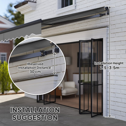 3.5 x 3(m) Electric Retractable Awning, Aluminium Frame, Dark Grey