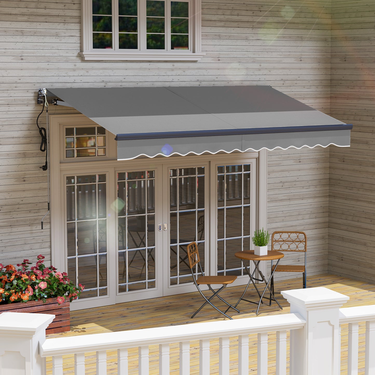 3.5 x 3(m) Electric Retractable Awning, Aluminium Frame, Dark Grey