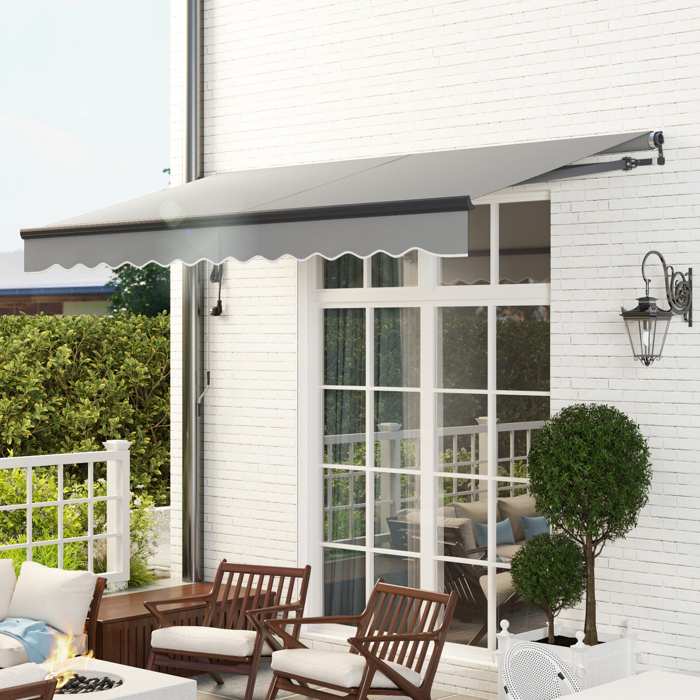 3.5 x 3(m) Electric Retractable Awning, Aluminium Frame, Dark Grey