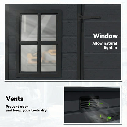 10 x 6 ft Plastic Garden Shed with Floor, Lockable Doors, Dark Grey