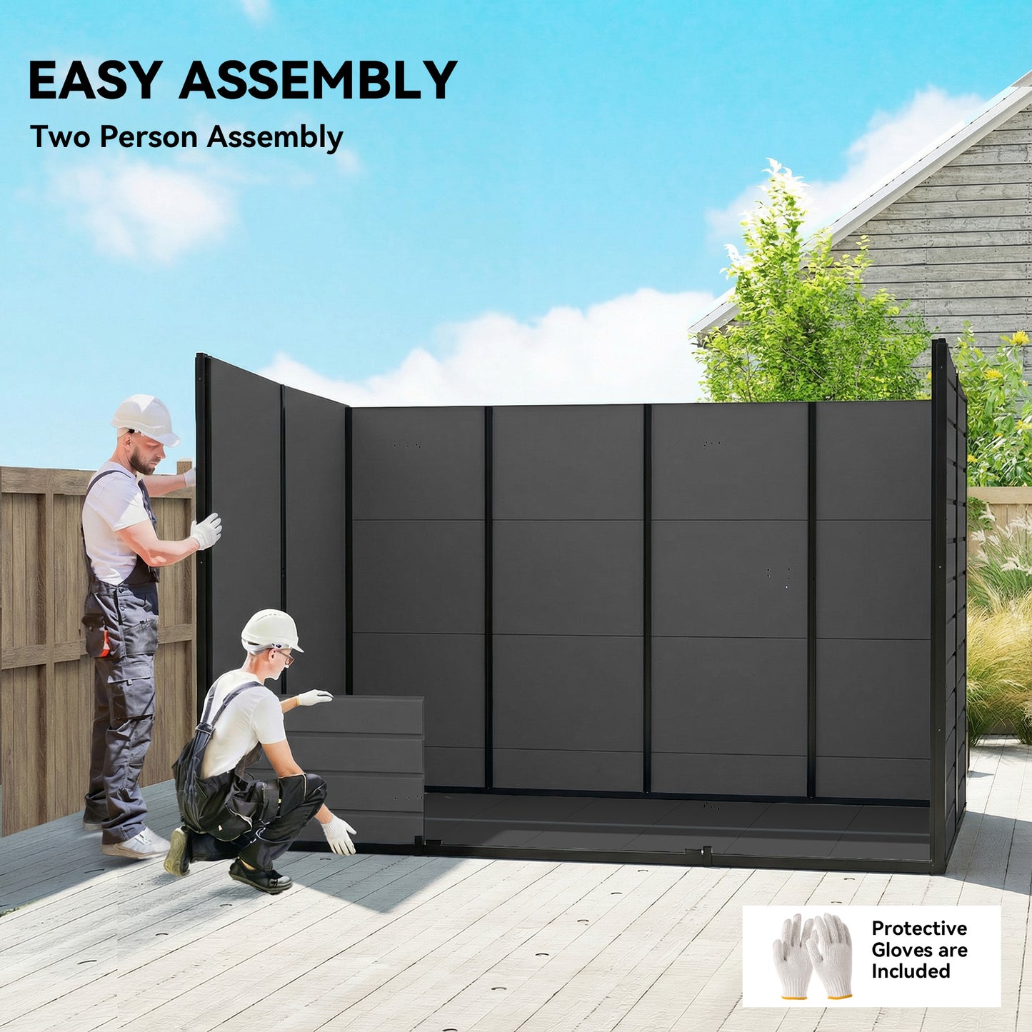 10 x 6 ft Plastic Garden Shed with Floor, Lockable Doors, Dark Grey
