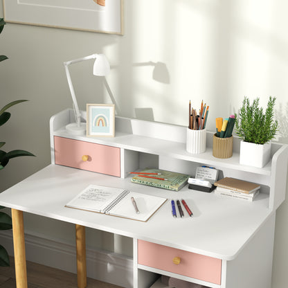 Kids Desk and Chair Set for Studying, Reading and Drawing - Pink