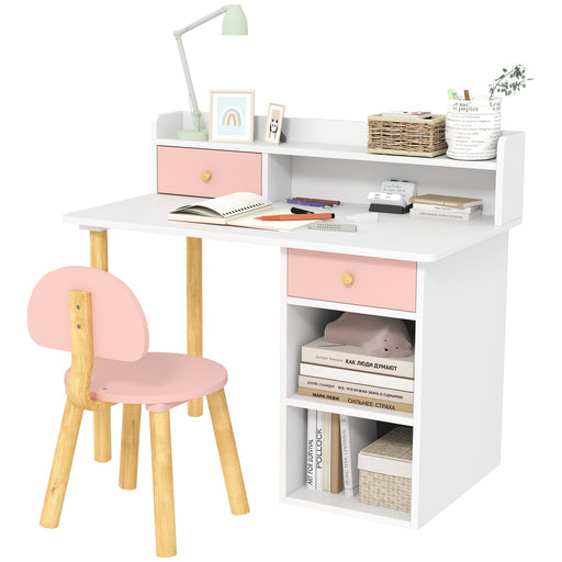 Kids Desk and Chair Set for Studying, Reading and Drawing - Pink