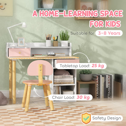 Kids Desk and Chair Set for Studying, Reading and Drawing - Pink