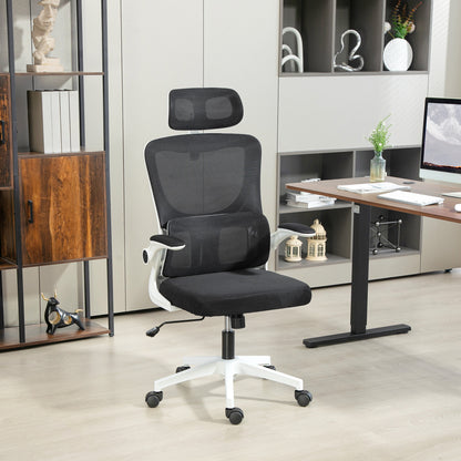 Vinsetto Mesh Office Chair with Adjustable Headrest, Lumbar Support, Black