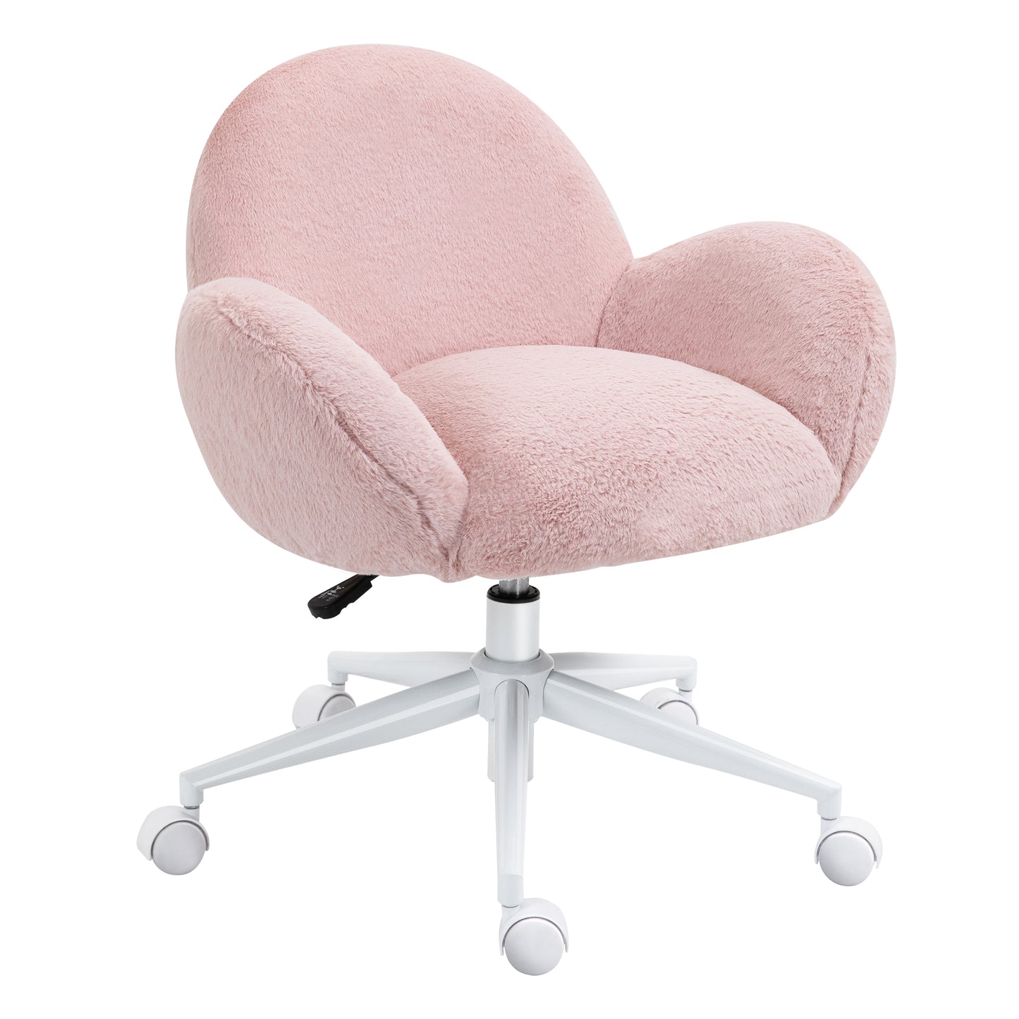 Fluffy Leisure Chair Office Chair with Backrest Armrest Wheels Pink