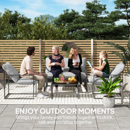 4 PCs Garden Sofa Set with 2 Armchairs Loveseat Coffee Table