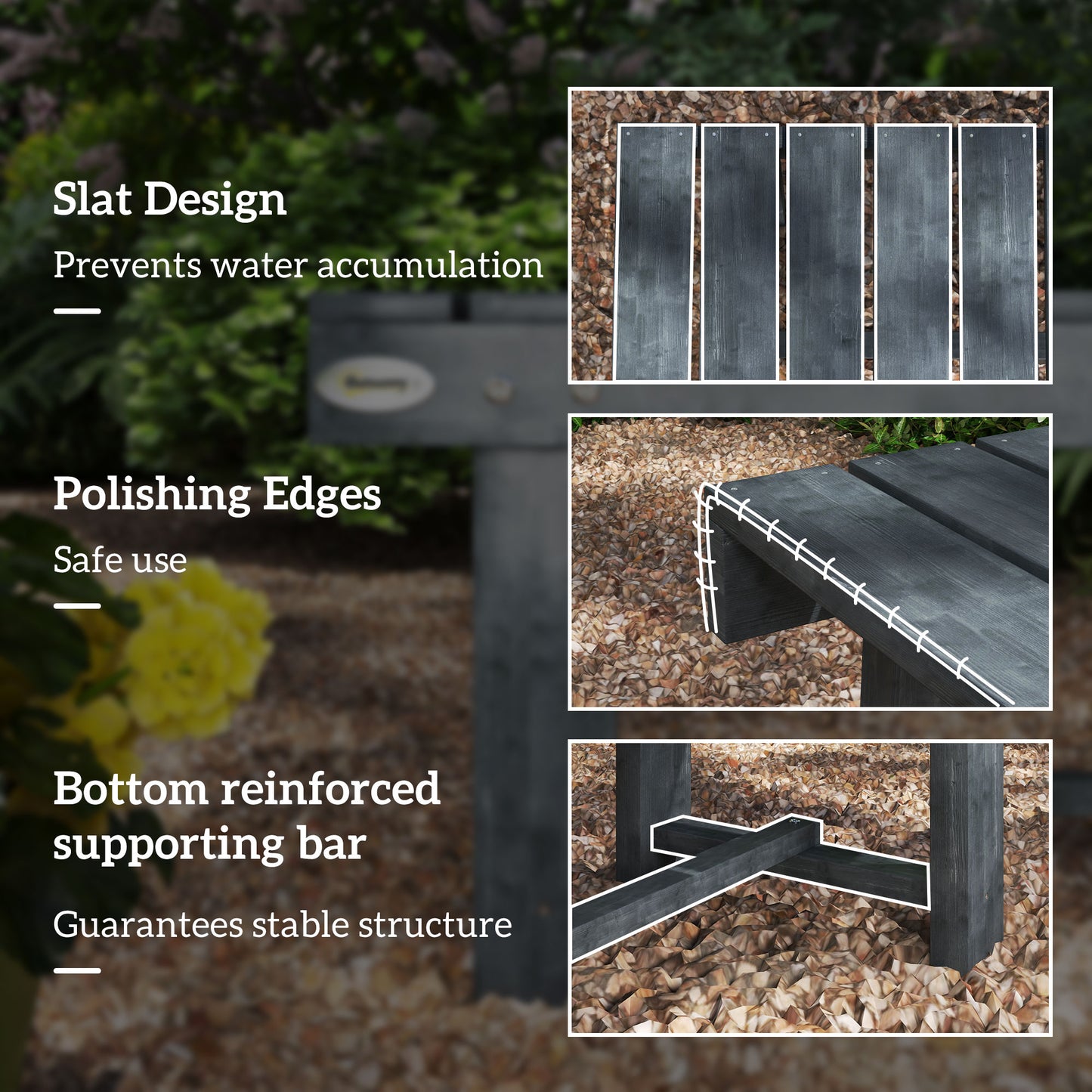 1.1M Outdoor Garden Bench Patio Loveseat Fir Wood 2 Person