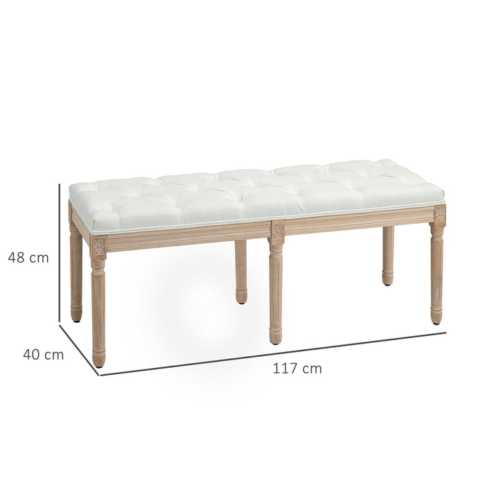 End of Bed Bench, Upholstered Bedroom Bench, Cream White