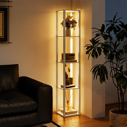 Floor Lamp for Living Room, Standing Lamp with Foot Switch, Oak