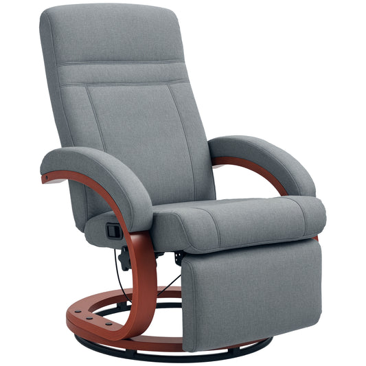 Manual Recliner Swivel Reclining Chair with Footrest Armrests Grey