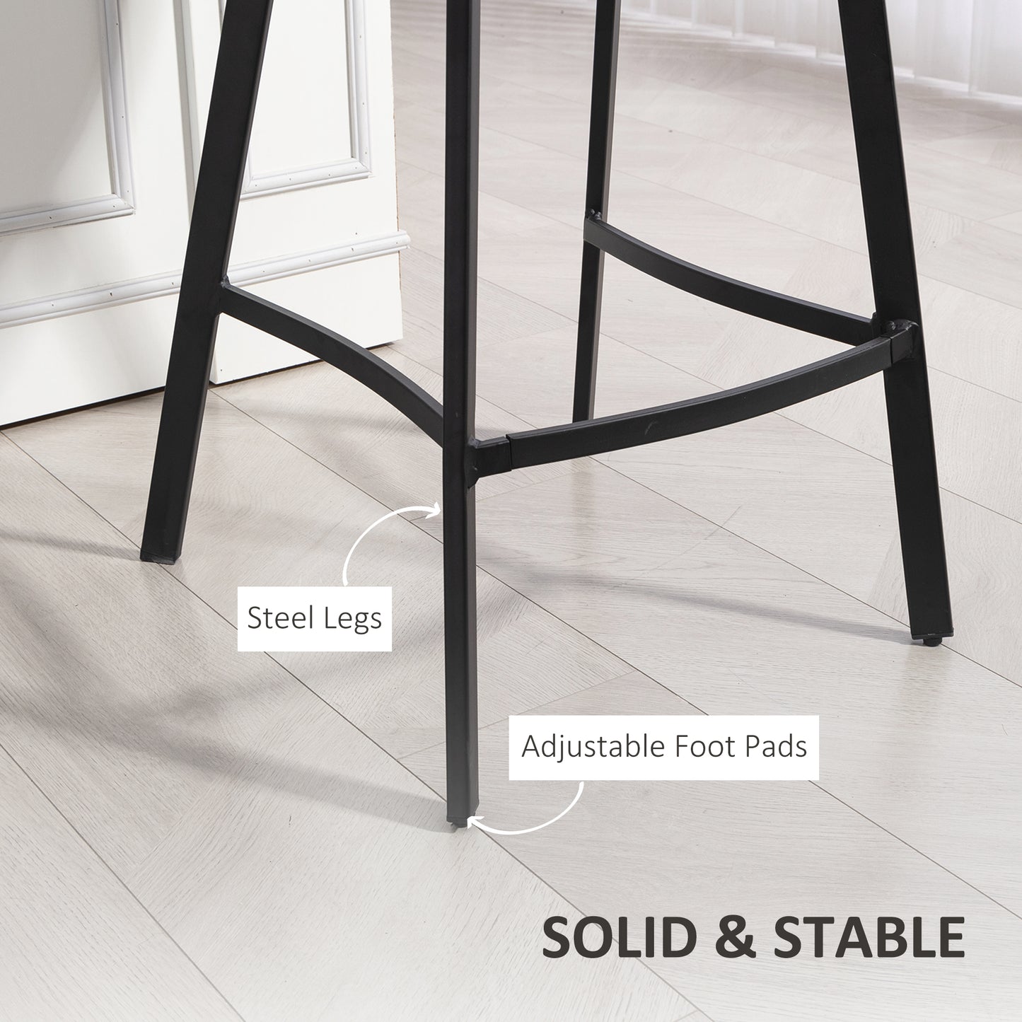 Bar Stools Set of 2, Bar Chairs with Back and Steel Legs, Grey