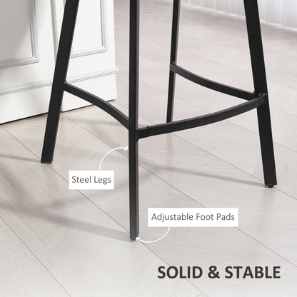 Bar Stools Set of 2, Bar Chairs with Back and Steel Legs, Grey