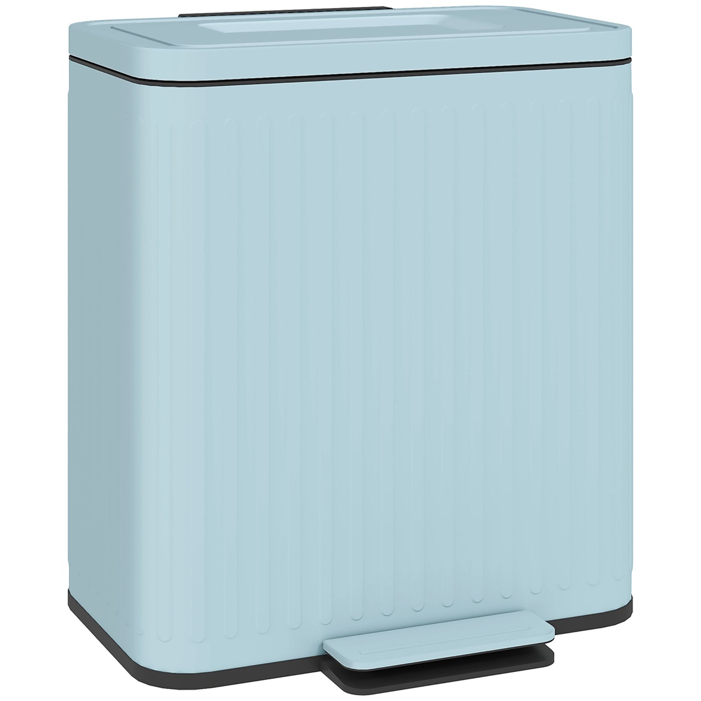 2 x 20L Double Rubbish Bin, Pedal Bin with Soft-Close Lid, Light Green
