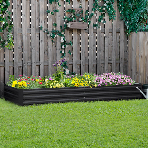 Metal Raised Garden Bed Planter Box Outdoor Planters for Growing Flowers, Herbs, Grey, 241x90.5x30cm