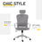 High-Back Swivel Chair Velvet Style Fabric Computer Home Rocking with Wheels, Rotatable Liftable Headrest, Grey