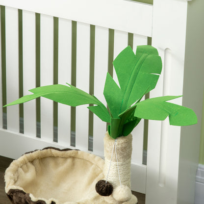 68cm Cat Tower Palm Tree Shaped Cat Tree w/ Hammock - Beige