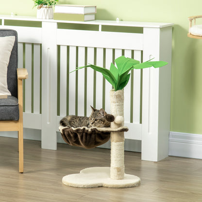 68cm Cat Tower Palm Tree Shaped Cat Tree w/ Hammock - Beige