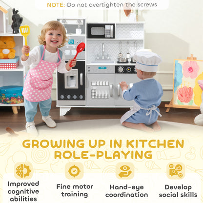 Kids Play Kitchen Toy Kitchen with Stove Sounds, Ice & Coffee Maker