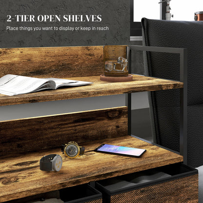 Bedroom Chest of Drawers 5 Drawer Dresser w/ Shelves, Rustic Brown