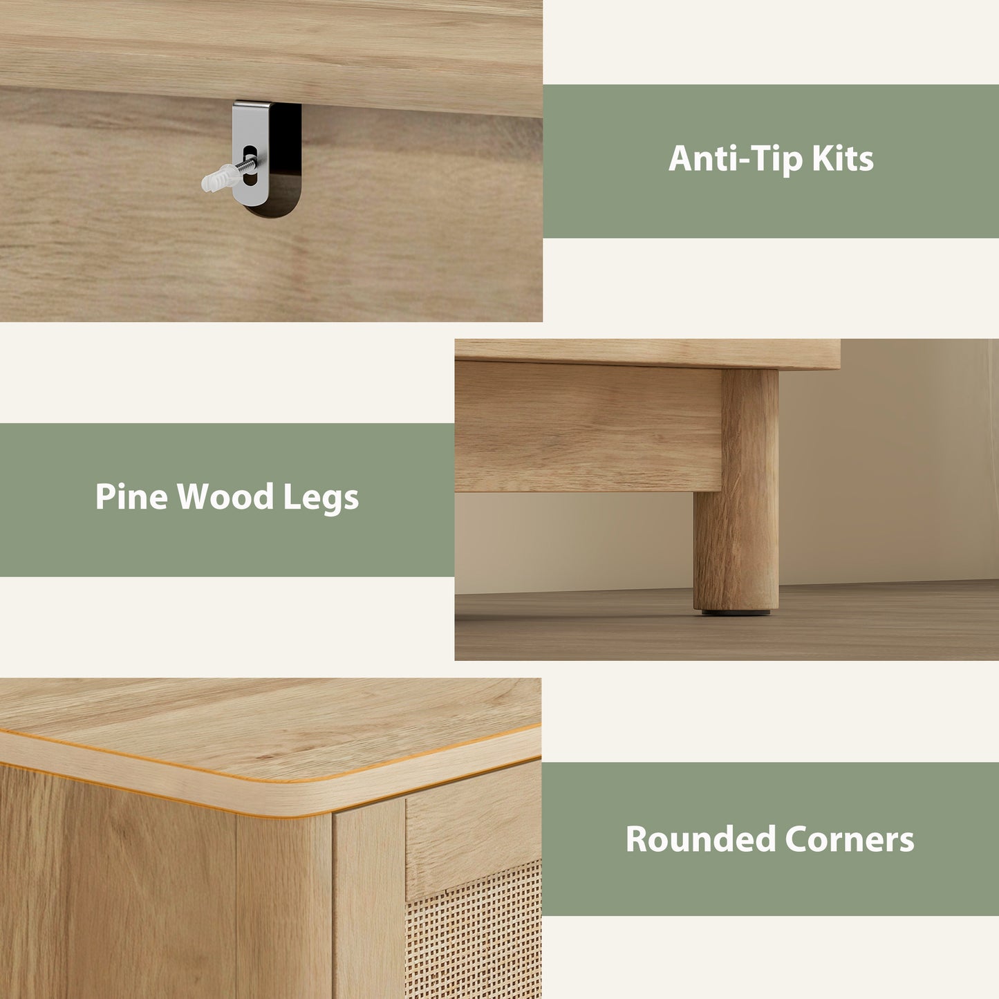 3 Drawer Chest of Drawers, Storage Unit for Living Room, Oak