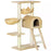 Cat Tree Tower Kitten Activity Centre Scratching Post w/ Hammock Condo Bed Basket Ladder 98 cm, Beige