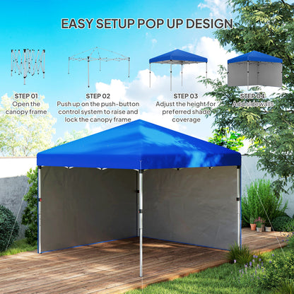 3x3 (M) Pop Up Gazebo Party Tent w/ 2 Sidewalls, Weight Bags Blue