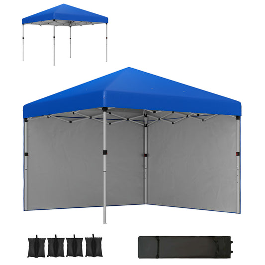 3x3 (M) Pop Up Gazebo Party Tent w/ 2 Sidewalls, Weight Bags Blue