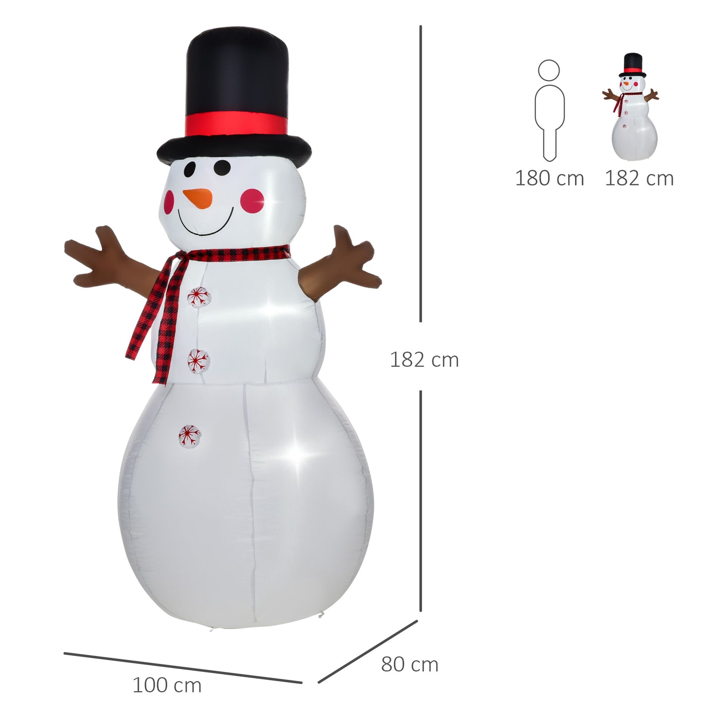 6ft Giant Inflatable Snowman Christmas Decoration LED Lights Accessories