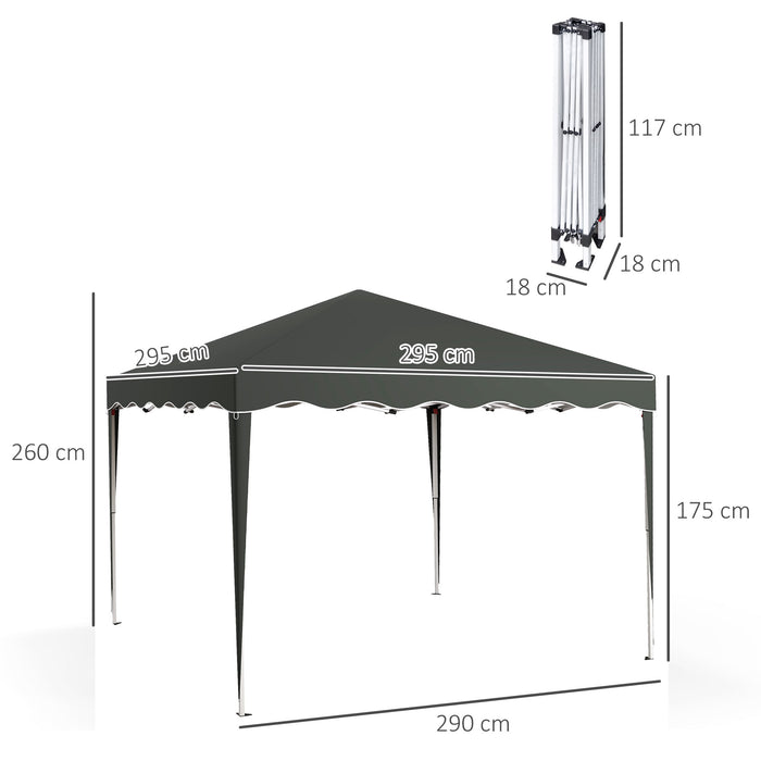 3 x 3m Pop Up Gazebo, Outdoor Camping Gazebo Party Tent with Carry Bag