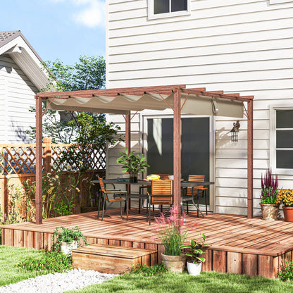 3 x 3(m) Aluminium Garden Pergola with Retractable Roof, Natural