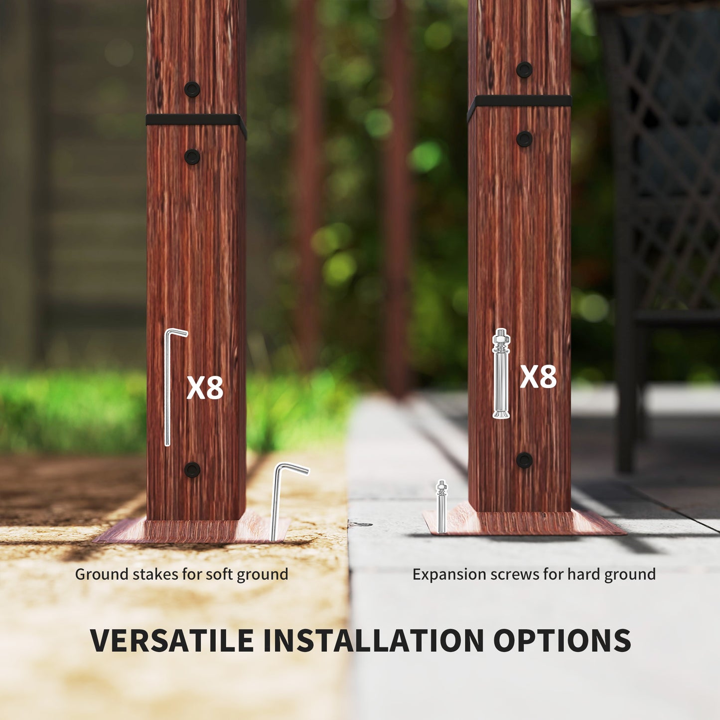 3 x 3(m) Aluminium Garden Pergola with Retractable Roof, Natural