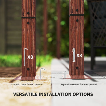 3 x 3(m) Aluminium Garden Pergola with Retractable Roof, Natural