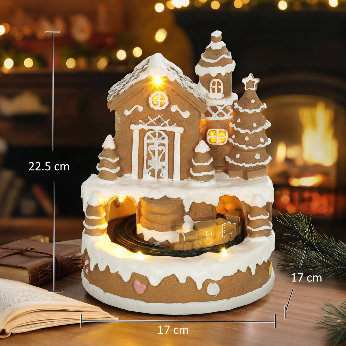 Christmas Gingerbread House with LED Lights, Music