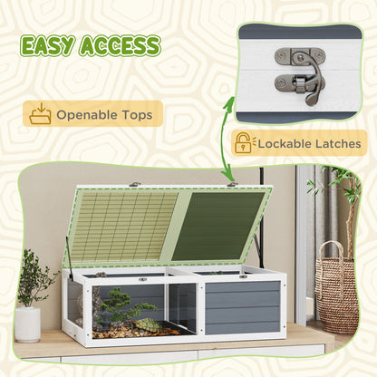 Tortoise House, Wooden Tortoise Table w/ Lamp Holder - Grey