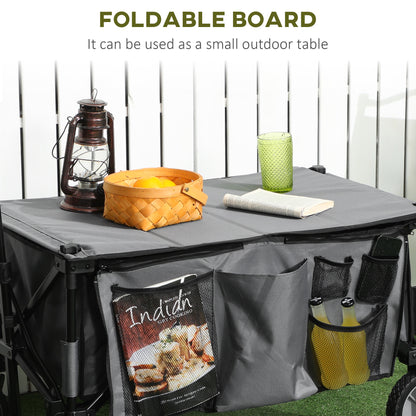 Garden Trolley, Cargo Traile on Wheels, Folding Collapsible Camping Trolley, Outdoor Utility Wagon, Grey