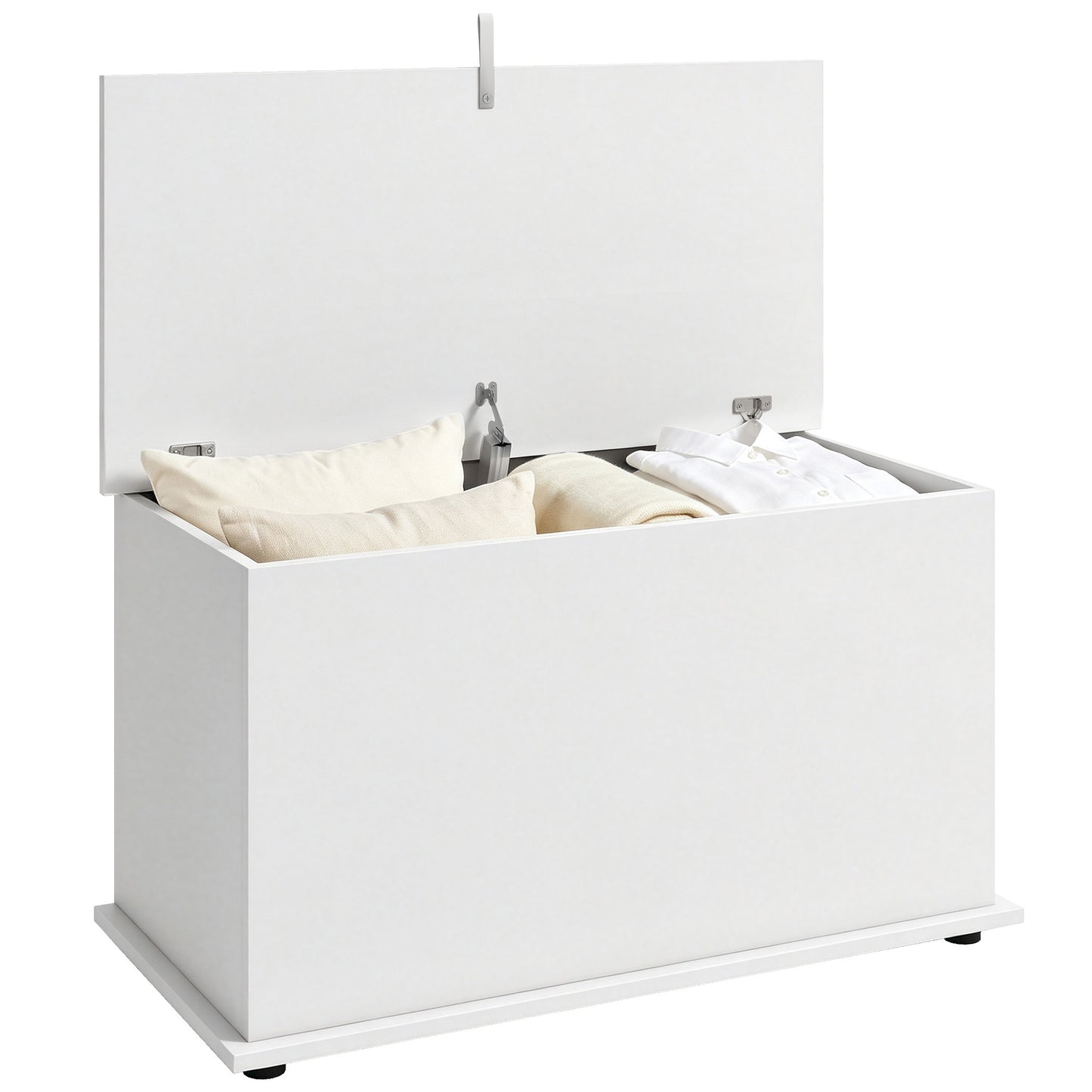 Storage Chest with Safety Hinged Lid, 102L Storage Box, White