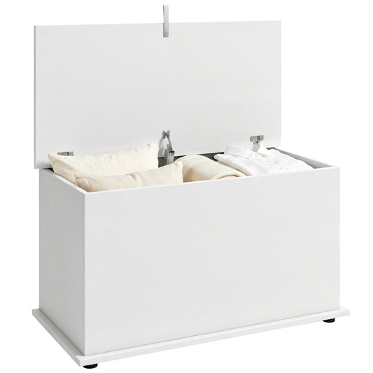 Storage Chest with Safety Hinged Lid, 102L Storage Box, White